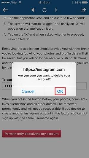 How to Delete Instagram Account From iPhone Android technuto01