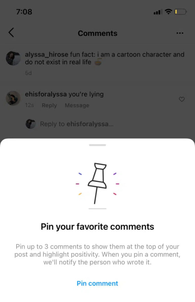 how to pin a comment on instagram Technuto 02